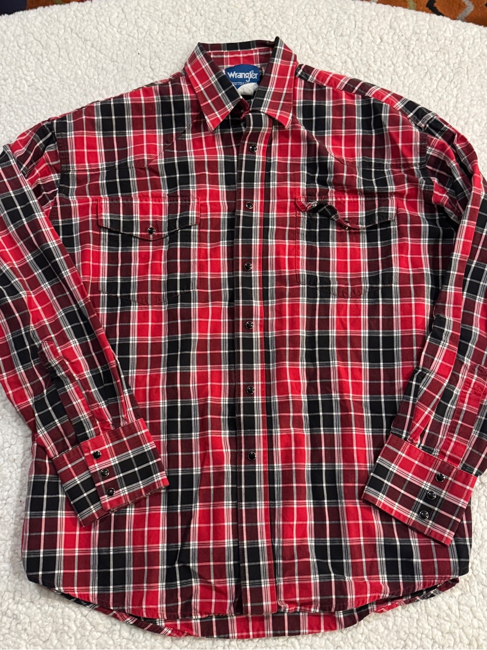 Wrangler Vintage 80s Western Shirts Blue Tag - Pearl Snaps - Men's Large